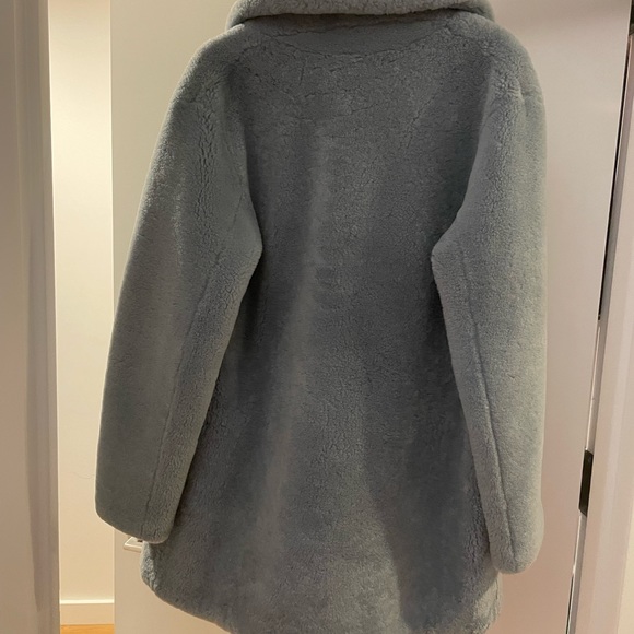 Perfect Condition! Yves Salomon Blue/Grey coat 100% Real Fur Agneau Lamb Size 36 - Picture 5 of 6